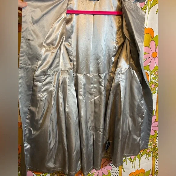 Bebe Metallic Silver Dressy Trench Coat - Picture 9 of 10